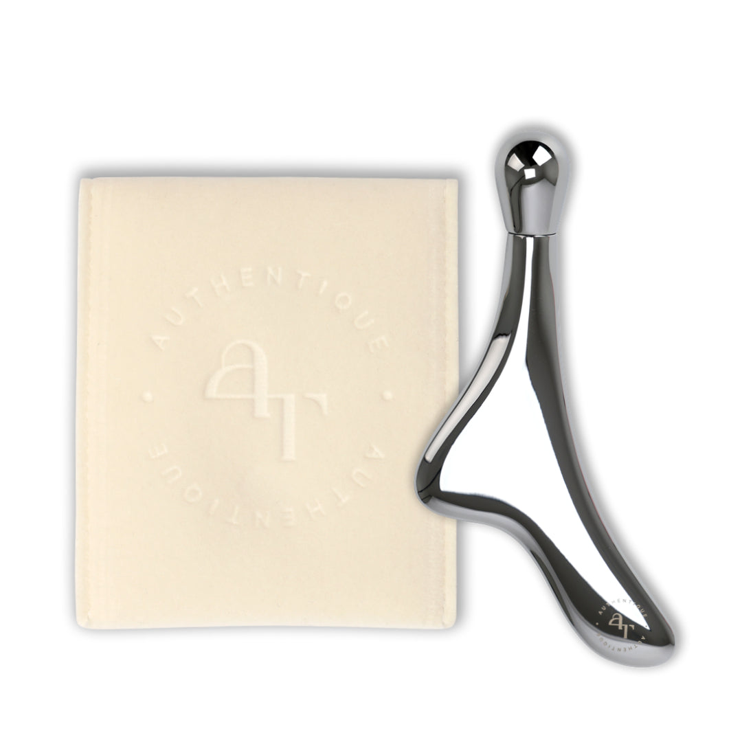 Authentique Lift & Define Eye Roller Gua Sha : 2-in-1 Massager (+ Velvet Pouch Included)